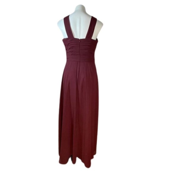 Bill Levkoff 7016 Pleated Bridesmaid Gown 12 Wine Modest long dress maxi - Picture 5 of 10